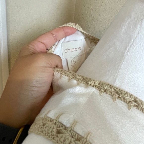 CHICO'S Crochet Detail Maxi Dress Grecian Travel Resortwear Light Flowy - Picture 6 of 6